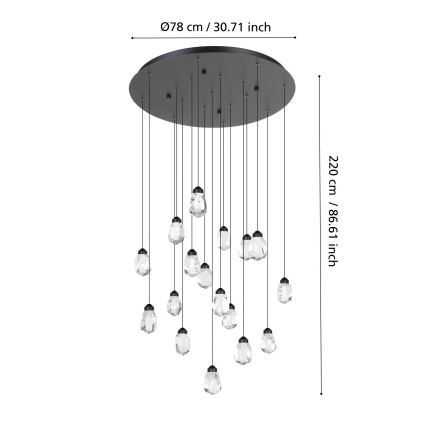 Eglo - LED Aptumšojama lustra ar auklu 17xLED/3W/230V 3000K melna/caurspīdīga