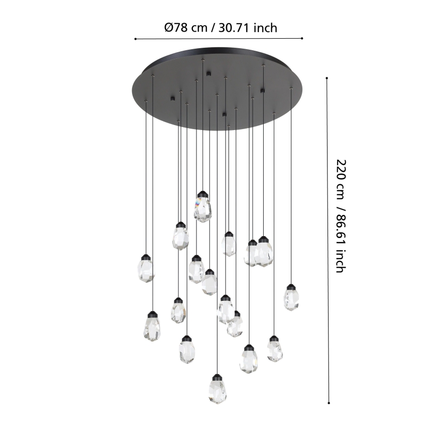 Eglo - LED Aptumšojama lustra ar auklu 17xLED/3W/230V 3000K melna/caurspīdīga