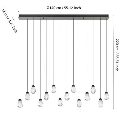 Eglo - LED Aptumšojama lustra ar auklu 14xLED/3W/230V 3000K melna/caurspīdīga