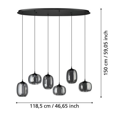Eglo - LED Aptumšojama lustra ar auklu 6xLED/3,7W/230V 2700-6500K dūmakains + tālvadības pults
