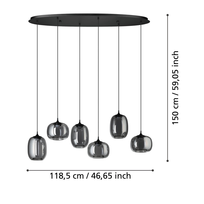 Eglo - LED Aptumšojama lustra ar auklu 6xLED/3,7W/230V 2700-6500K dūmakains + tālvadības pults
