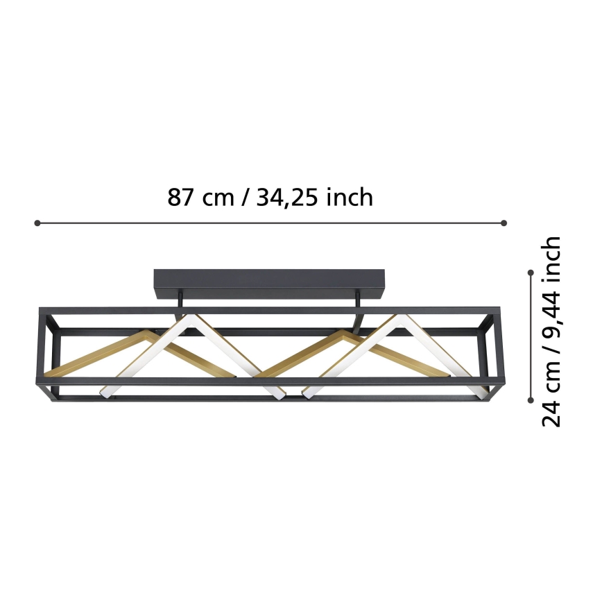 Eglo - LED Aptumšojama virsapmetuma lustra LED/45W/230V 2700-6500K melna/zelta + tālvadības pults