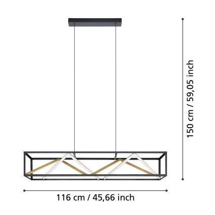Eglo - LED Aptumšojama lustra ar auklu LED/46W/230V 2700-6500K melna/zelta + tālvadības pults