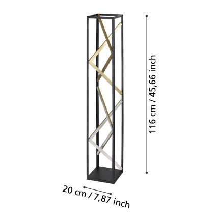 Eglo - LED Aptumšojama grīdas stāvlampa LED/23W/230V 2700-6500K melna/zelta + tālvadības pults