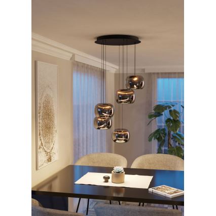 Eglo - LED aptumšojama lustra uz kabeļa 5xLED/5,8W/230V melna/dūmakaina