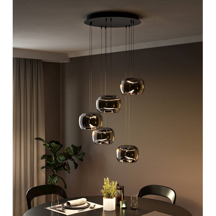 Eglo - LED aptumšojama lustra uz kabeļa 5xLED/5,8W/230V melna/dūmakaina