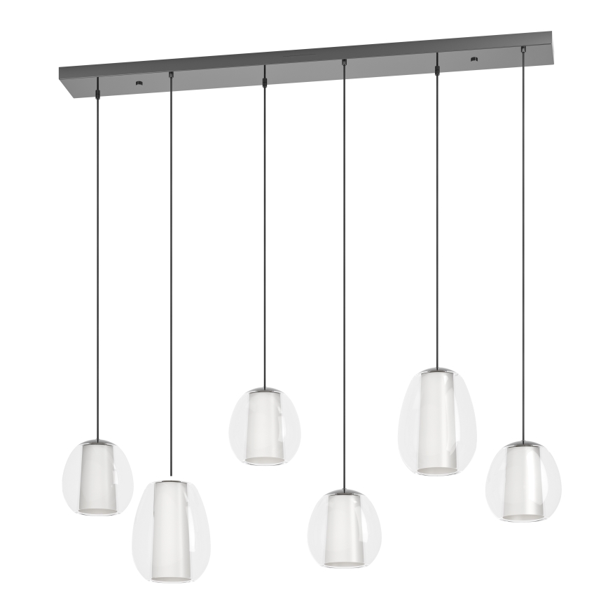 Eglo - regulējama LED lustra uz troses 2xLED/7W/230V + 4xLED/5,5W + 6xLED/1,6W 2200-6500K melna hroma apdare