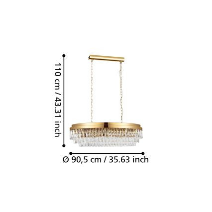 Eglo - Lustra uz ķēdes 10xE14/40W/230V zelta