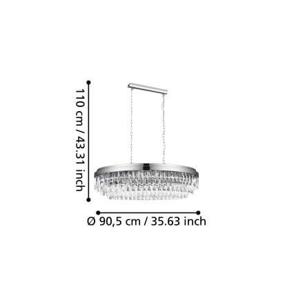 Eglo - Lustra ar ķēdi 10xE14/40W/230V spīdīgi hromēts