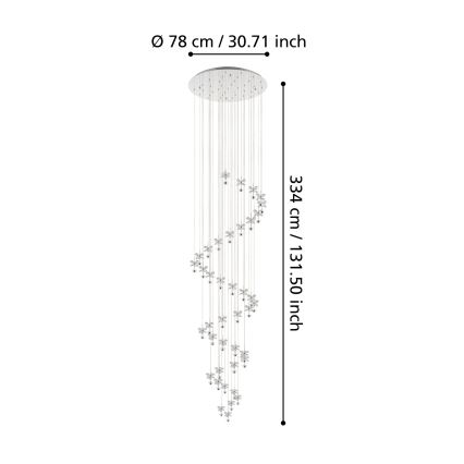 Eglo - LED Kristāla aptumšojamā lustra uz auklas 40xLED/1,8W/230V