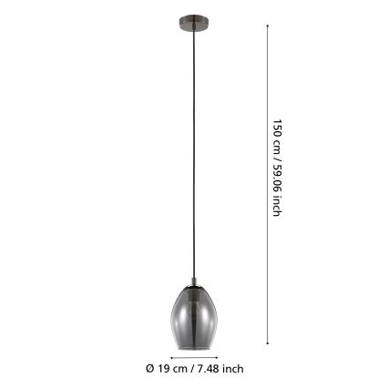 Eglo - Lustra ar auklu 1xE27/60W/230V dūmakains