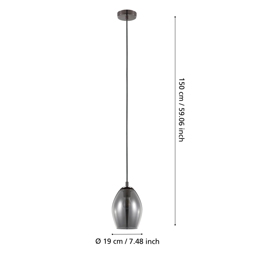 Eglo - Lustra ar auklu 1xE27/60W/230V dūmakains