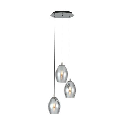 Eglo - Lustra ar auklu 3xE27/60W/230V dūmakains