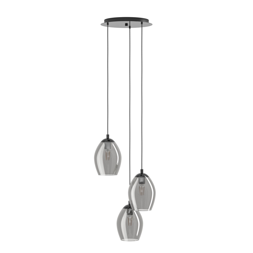 Eglo - Lustra ar auklu 3xE27/60W/230V dūmakains