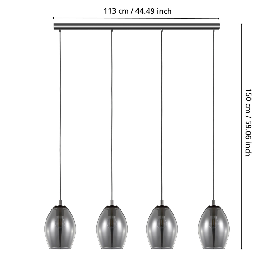 Eglo - Lustra ar auklu 4xE27/60W/230V dūmakains