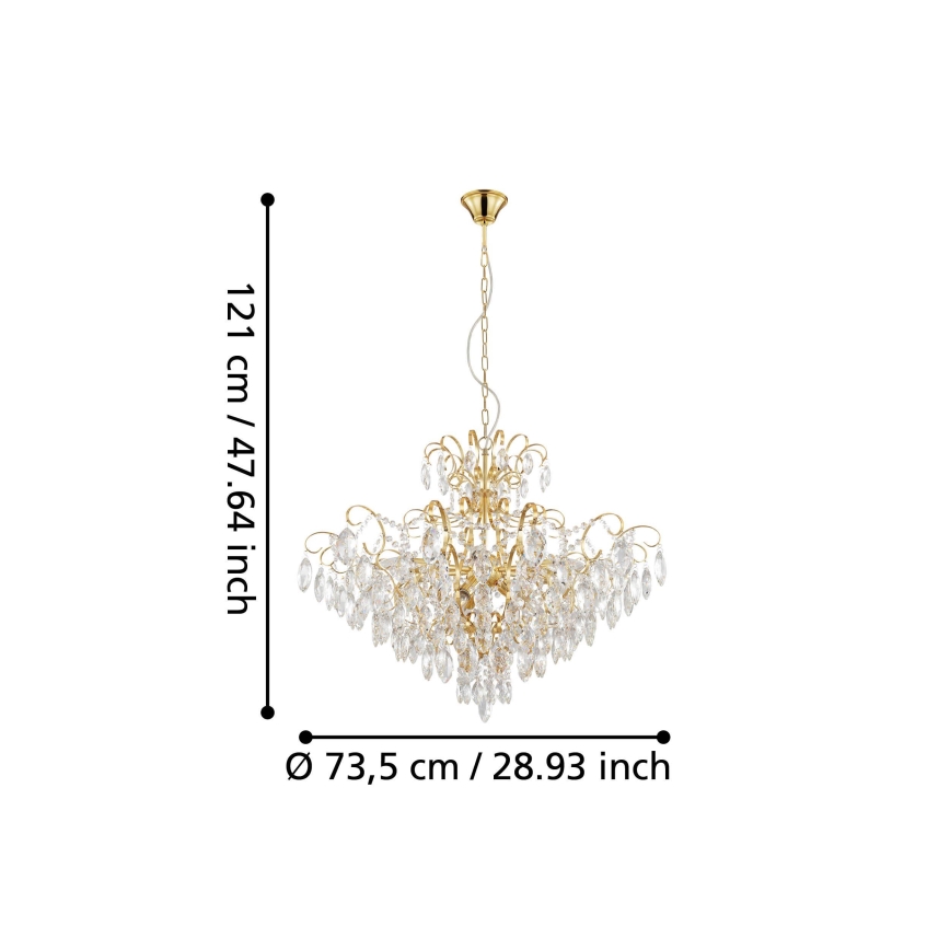 Eglo - Lustra uz ķēdes 9xE14/25W/230V zelta