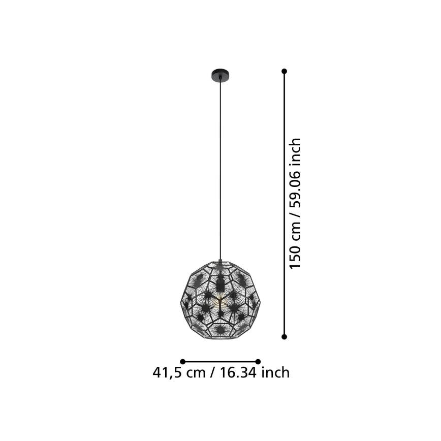 Eglo - Lustra ar auklu 1xE27/60W/230V d. 41 cm melna