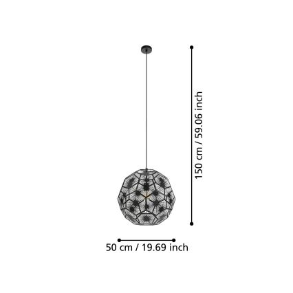 Eglo 39619 - Lustra ar auklu 1xE27/60W/230V d. 50 cm melna