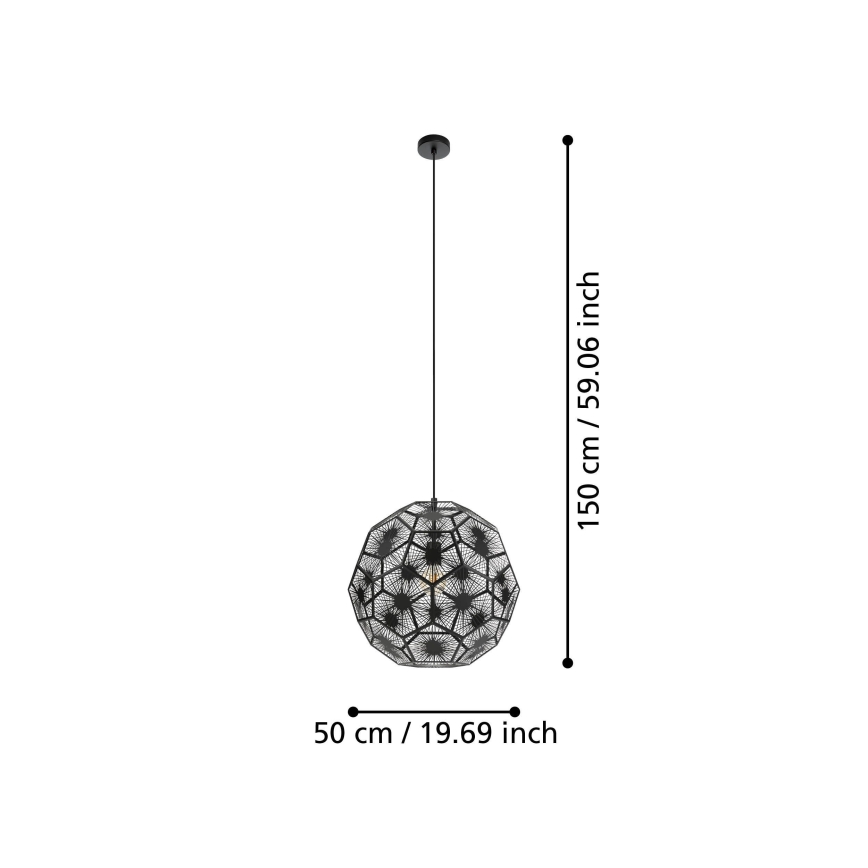 Eglo 39619 - Lustra ar auklu 1xE27/60W/230V d. 50 cm melna