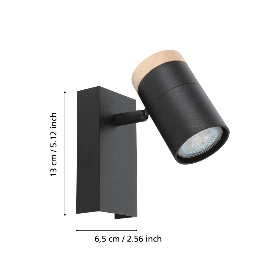 Eglo - LED Sienas starmetis 1xGU10/4,5W/230V 3000K melna/brūna