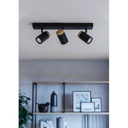 Eglo - LED Starmetis 3xGU10/4,5W/230V 3000K melna/brūna