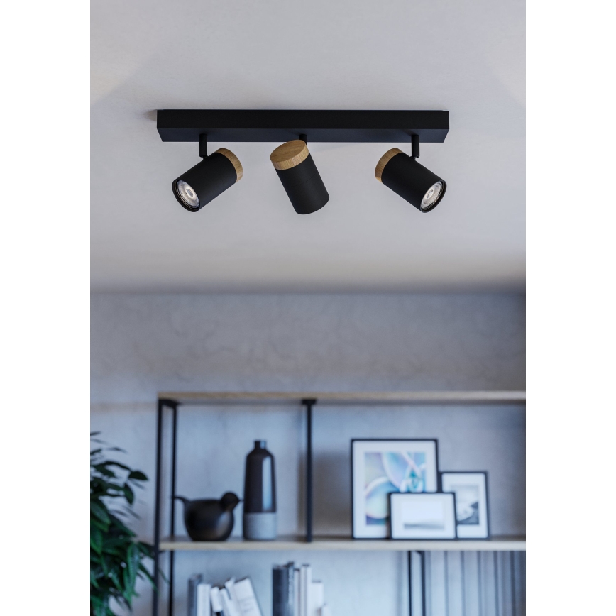 Eglo - LED Starmetis 3xGU10/4,5W/230V 3000K melna/brūna