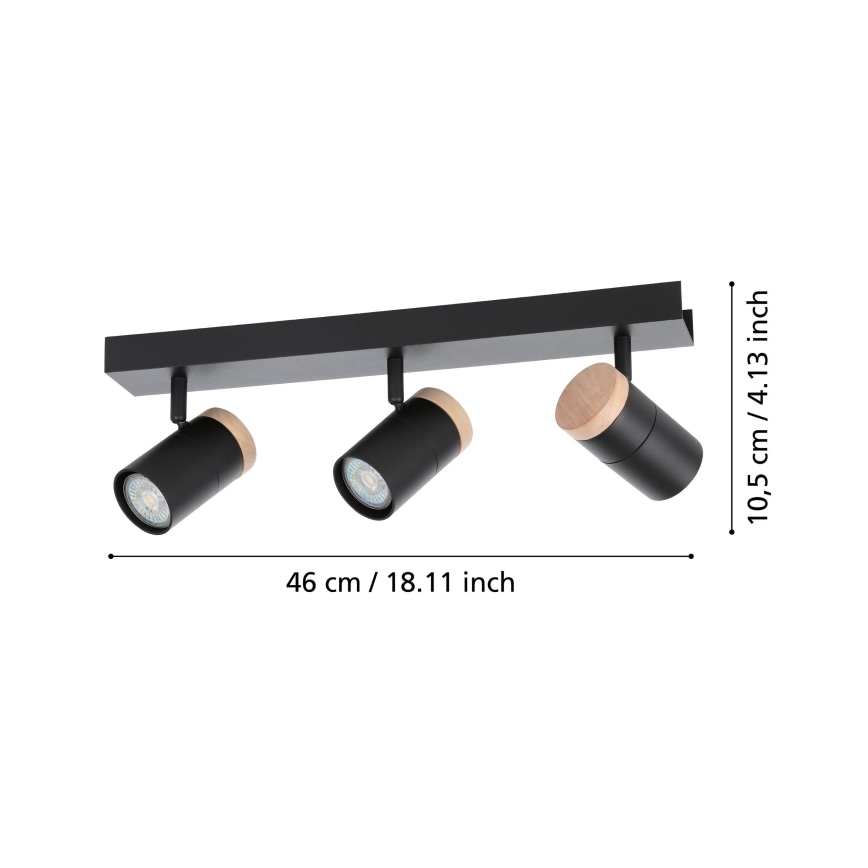 Eglo - LED Starmetis 3xGU10/4,5W/230V 3000K melna/brūna