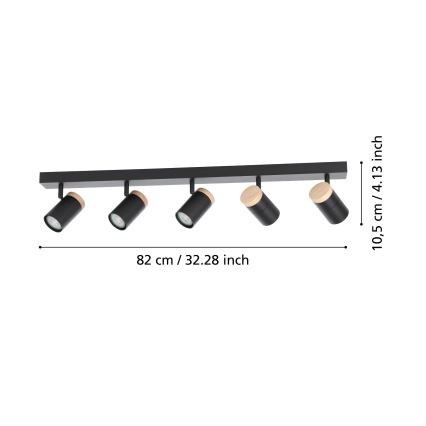 Eglo - LED Starmetis 5xGU10/4,5W/230V 3000K melna/brūna