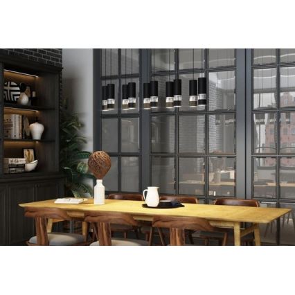 Eglo - LED Lustra ar auklu 10xGU10/4,6W/230V melna
