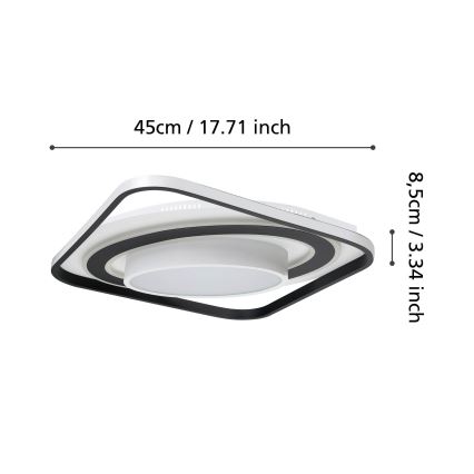 Eglo - LED Aptumšojama griestu lampa LED/21,5W/230V + LED/10,5W + LED/3W 3000-6500K melna + tālvadības pults