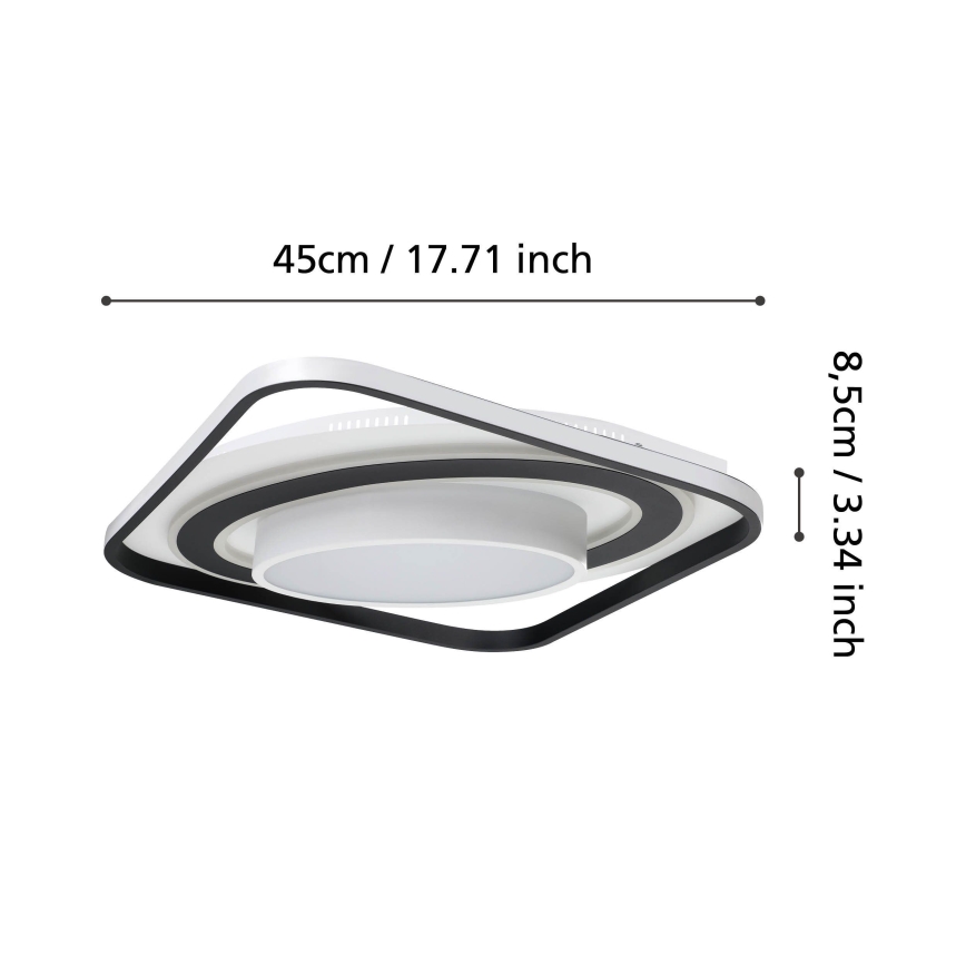 Eglo - LED Aptumšojama griestu lampa LED/21,5W/230V + LED/10,5W + LED/3W 3000-6500K melna + tālvadības pults