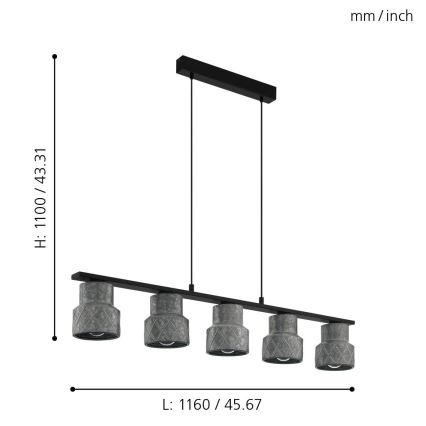 Eglo - Lustra uz auklas 5xE27/40W/230V