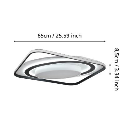 Eglo - LED Aptumšojama griestu lampa LED/28W/230V+LED/13W+ LED/2,8W 3000-6500K melna + tālvadības pults