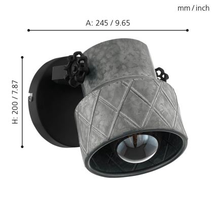 Eglo 39868 - Sienas gaismeklis HILCOTT 1xE27/40W/230V