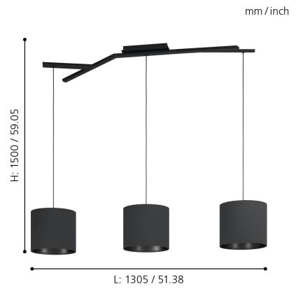 Eglo - Lustra uz auklas 3xE27/40W/230V