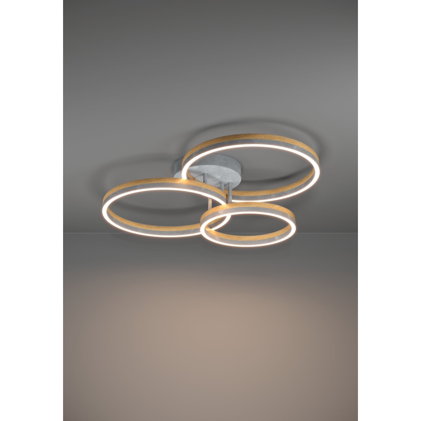 Eglo - LED Aptumšojama virsapmetuma lustra LED/12,5W/230V + 2xLED/15,5W 3000K pelēka/ozols