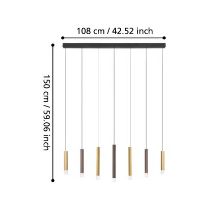 Eglo - LED Aptumšojama lustra ar auklu 7xLED/3,1W/230V 3000K antracīta/zelta