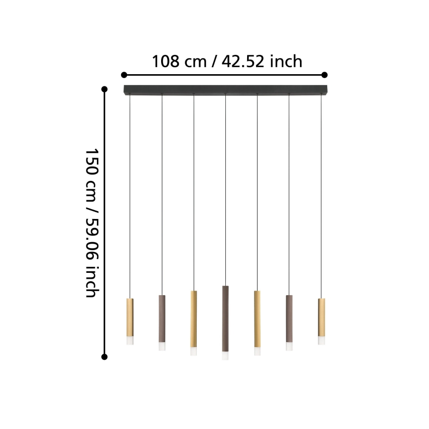 Eglo - LED Aptumšojama lustra ar auklu 7xLED/3,1W/230V 3000K antracīta/zelta