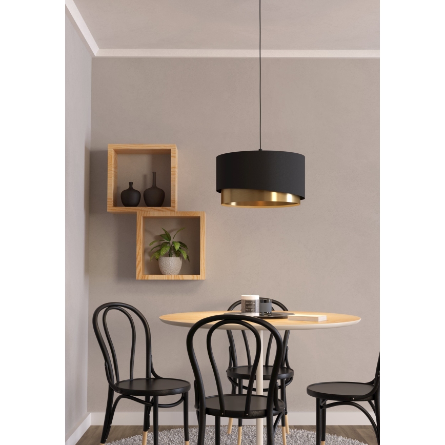 Eglo - Lustra ar auklu 1xE27/40W/230V melna/zelta