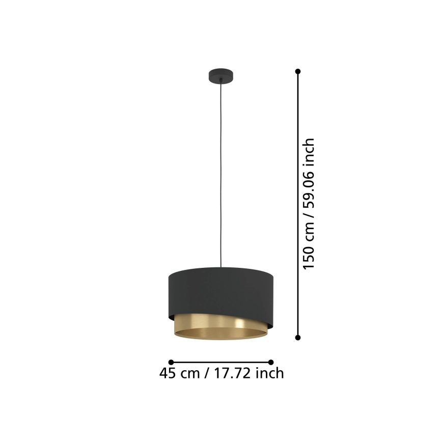 Eglo - Lustra ar auklu 1xE27/40W/230V melna/zelta