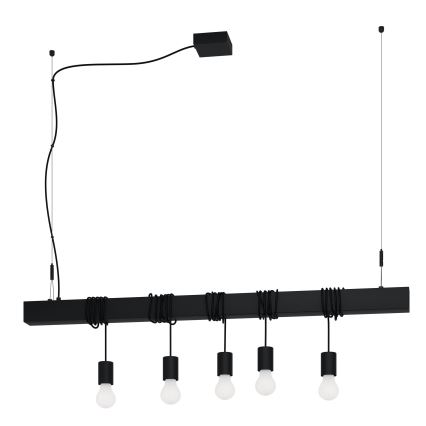 Eglo - Lustra ar auklu TOWNSHEND 5xE27/40W/230V melna