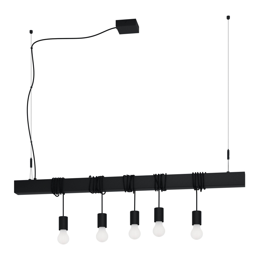 Eglo - Lustra ar auklu TOWNSHEND 5xE27/40W/230V melna