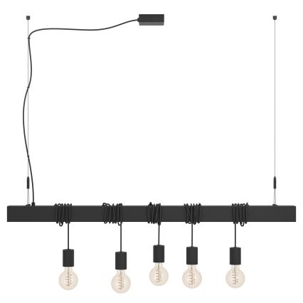 Eglo - Lustra ar auklu TOWNSHEND 5xE27/40W/230V melna