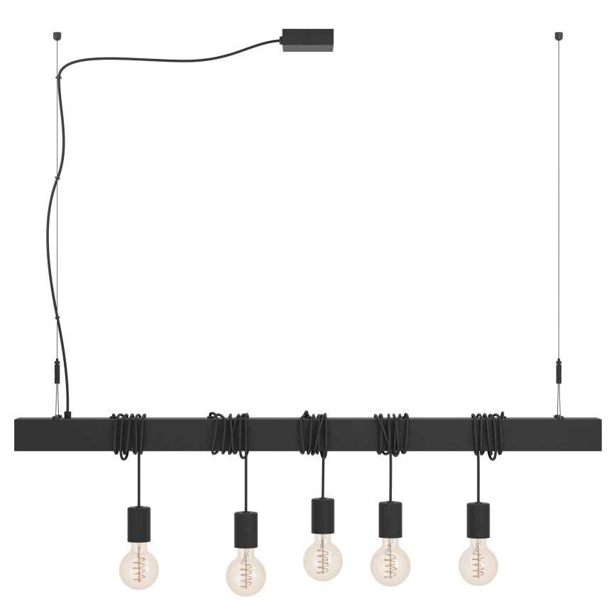 Eglo - Lustra ar auklu TOWNSHEND 5xE27/40W/230V melna