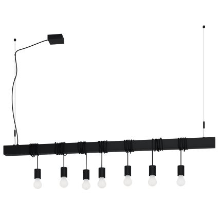 Eglo - Lustra ar auklu TOWNSHEND 7xE27/40W/230V melna