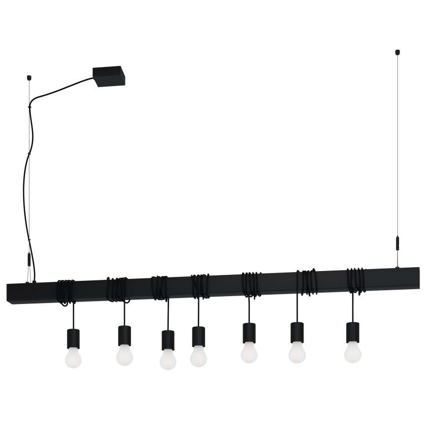 Eglo - Lustra ar auklu TOWNSHEND 7xE27/40W/230V melna