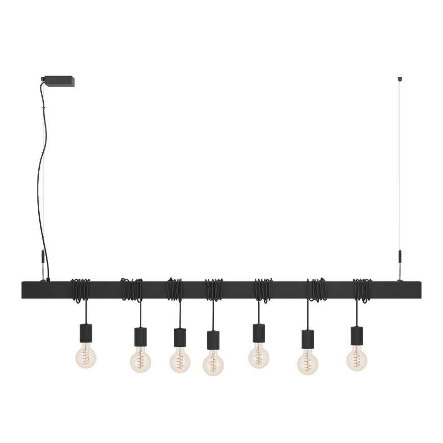 Eglo - Lustra ar auklu TOWNSHEND 7xE27/40W/230V melna