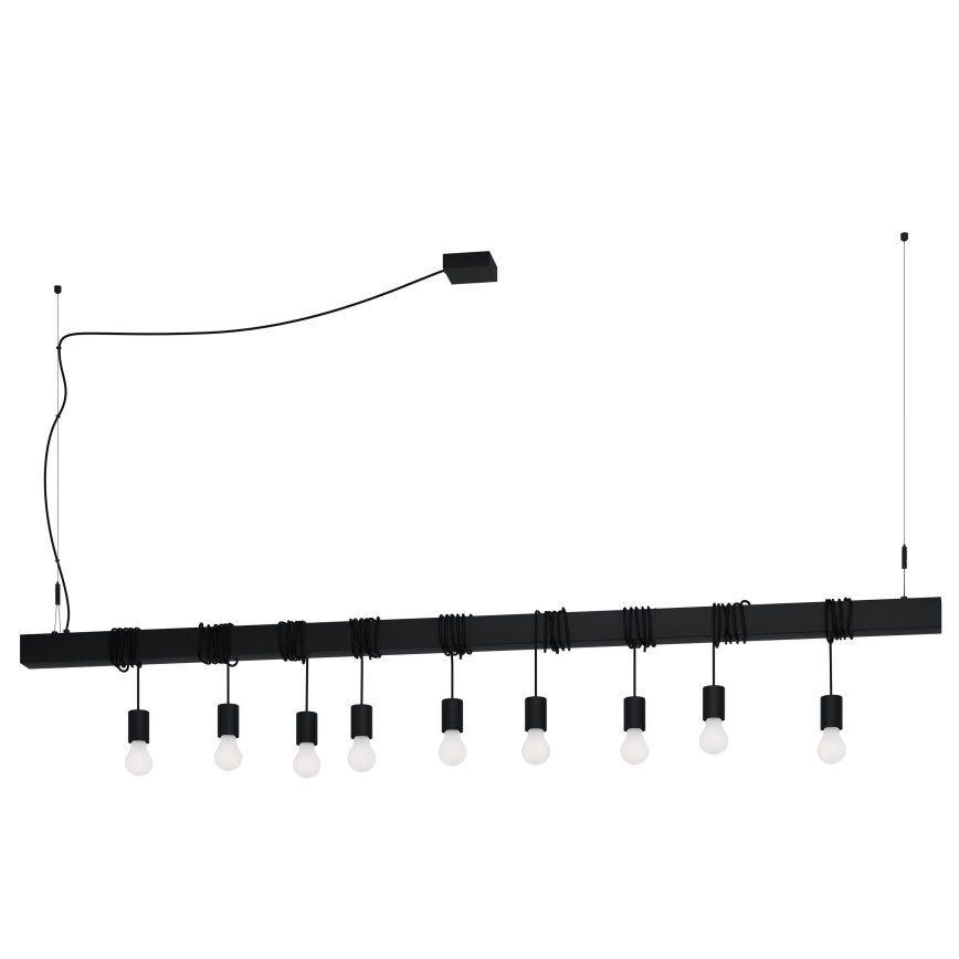 Eglo - Lustra ar auklu TOWNSHEND 9xE27/40W/230V melna