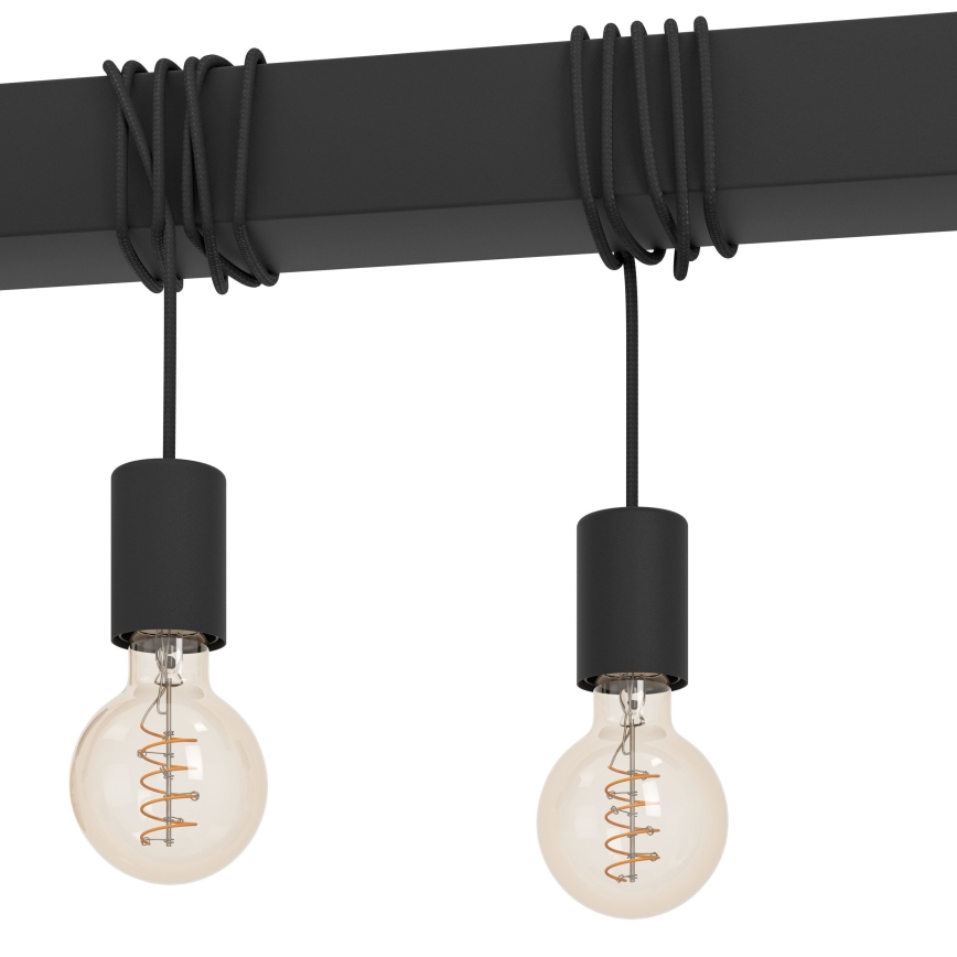 Eglo - Lustra ar auklu TOWNSHEND 9xE27/40W/230V melna