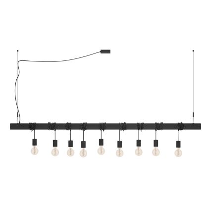 Eglo - Lustra ar auklu TOWNSHEND 9xE27/40W/230V melna